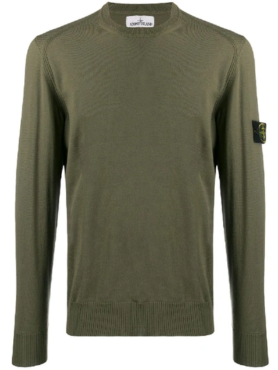 Stone Island Logo Jumper In Green