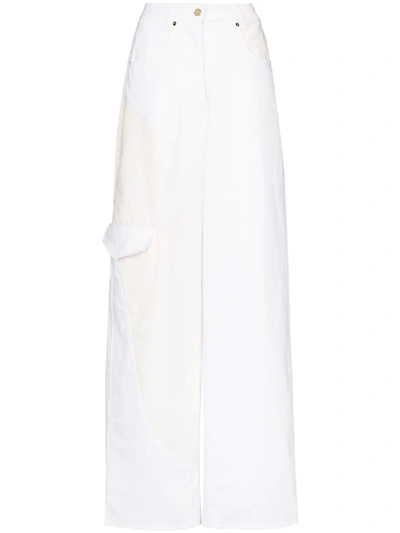 Jacquemus Panelled Wide-leg Jeans In White/beige