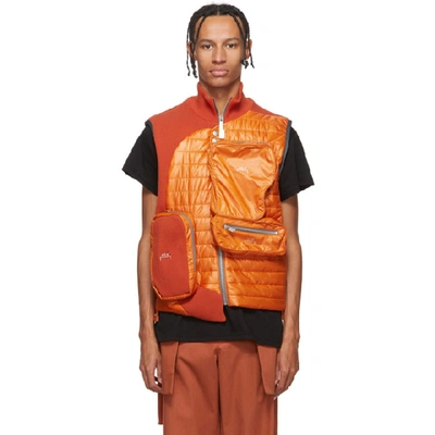 A-cold-wall* Functional Puffer Waistcoat W/ Knit Inserts In Orange