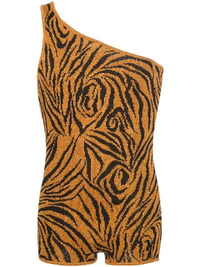 Lazoschmidl Tiger Print Bob Playsuit In Orange