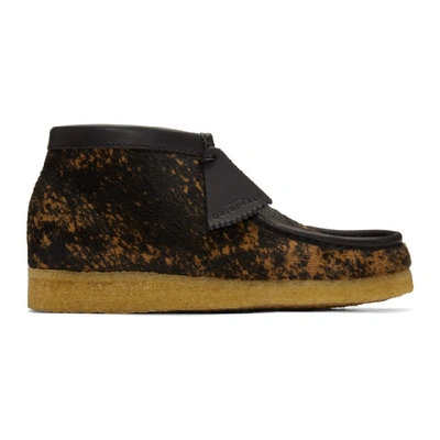Clarks Originals Black And Brown Pony Hair Tortoiseshell Wallabee Boots In Tortoiseshl