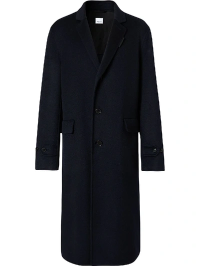 Burberry Single-breasted Cashmere Coat In Blue