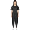 AERON AERON BLACK FAUX-LEATHER DILONE JUMPSUIT