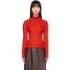 AERON AERON RED RIBBED EDEN HIGH NECK TURTLENECK