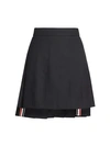 Thom Browne Dropped Back Pleated Mini Skirt In Navy