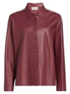 The Row Frim Leather Button-front Jacket In Currant