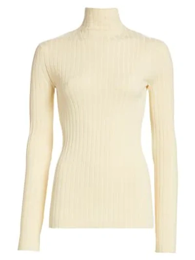 The Row Bottani Ribbed Merino Wool And Cashmere-blend Sweater In Eggshell