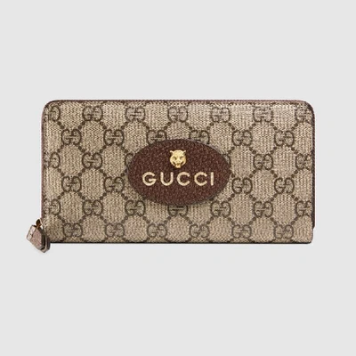 Gucci Neo Vintage Gg Supreme Zip Around Wallet In Beige