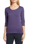 Hugo Boss Scoop Neck Stretch Jersey Top In Plum