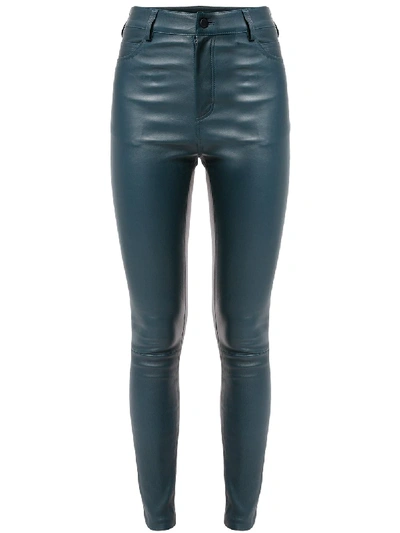 Drome High-waisted Leather Trousers In 蓝色