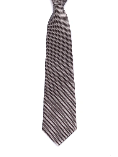 Brioni Cube Pattern Silk Tie In Burgundy