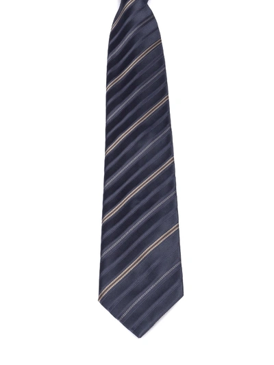 Brioni Men's Silk Striped Tie In Blue