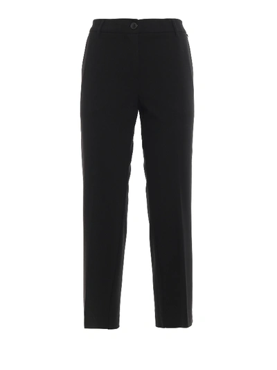 Twinset Stretch Viscose Cropped Trousers In Black
