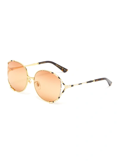 Gucci Large Metal Frame Sunglasses In Orange