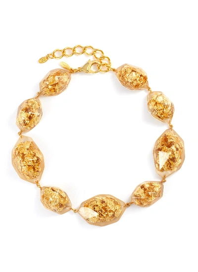 Oscar De La Renta 'nugget' Flake Resin Necklace In Metallic