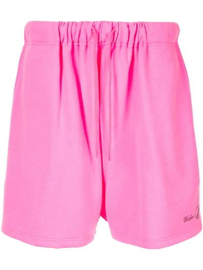 We11 Done Logo Sweat Shorts In Pink