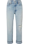 RE/DONE 90S LOOSE STRAIGHT CROPPED DISTRESSED MID-RISE JEANS