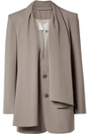 Tibi Scarf Neck Tropical Blazer In Mushroom
