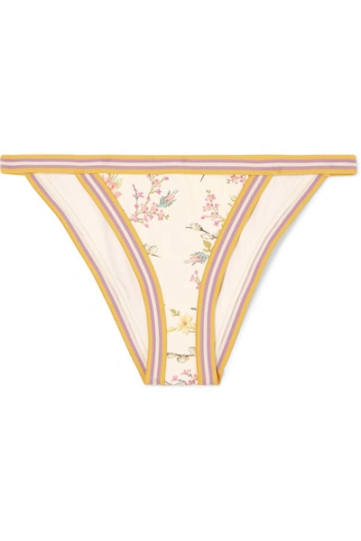 Zimmermann Zinnia Floral-print Bikini Briefs In Pastel Orange