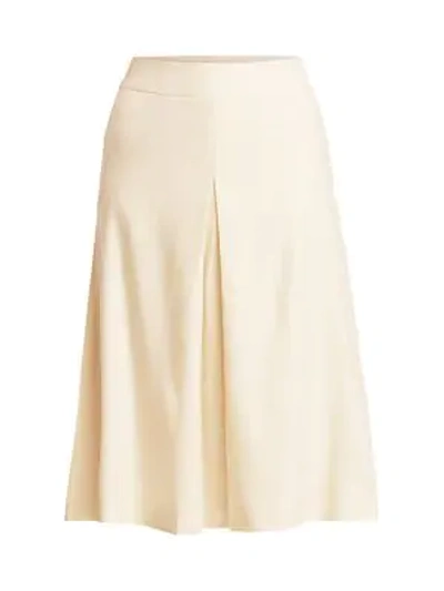 Agnona Wool Tailored Pleated Skirt In Ivory