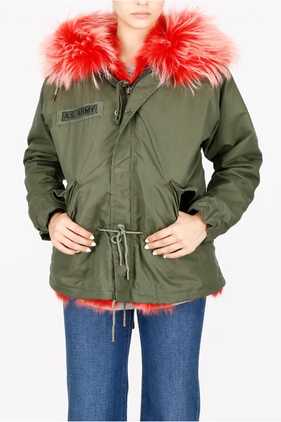 As65 As6 Fur Trim Parka In Green