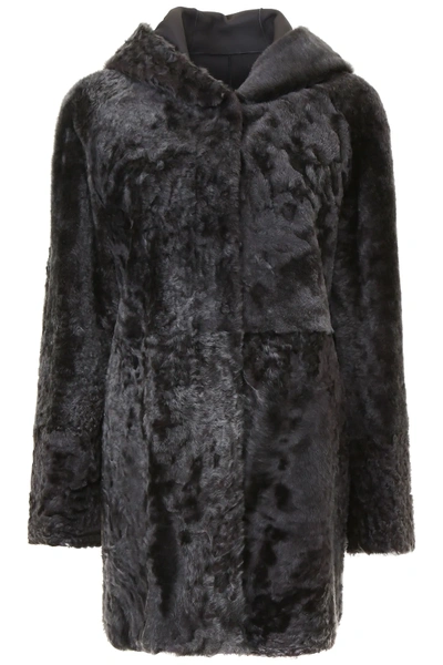 Drome Reversible Fur Coat In Grey