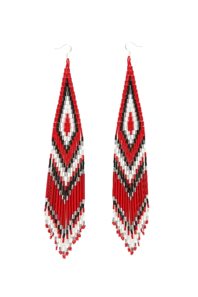 Jessie Western Zuni Chandelier Earrings In Red,white,black