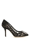 Dolce & Gabbana Bellucci Crystal-embellished Lace Pumps In Black