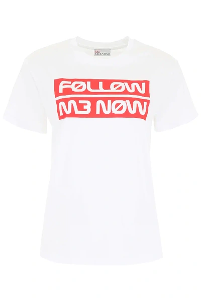 Red Valentino Follow Me Now T-shirt In White In White,red