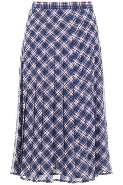 Michael Michael Kors Tartan Skirt In Blue,red,white