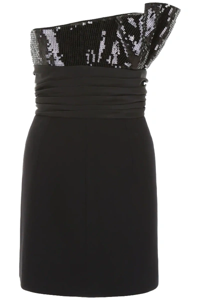 Saint Laurent Bustier Dress With Sequins In Black