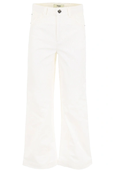 Fendi Cropped Jeans In White