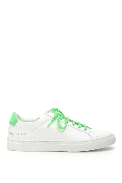 Common Projects Retro Low Fluo Sneakers In White,green