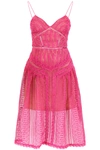 SELF-PORTRAIT LACE MIDI DRESS,191632DAB000011-FUXIA