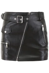 Manokhi Biker Leather Mini Skirt In Black