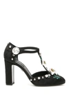 DOLCE & GABBANA T-STRAP SANDALS WITH LILIES,192450NSD000001-80999