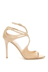 JIMMY CHOO PATENT LANG SANDALS,192516NSD000004-NUDE
