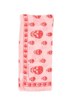 Alexander Mcqueen Silk Skull Scarf In Pink,red
