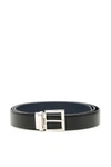 Prada Reversible Buckled Belt In Black,blue