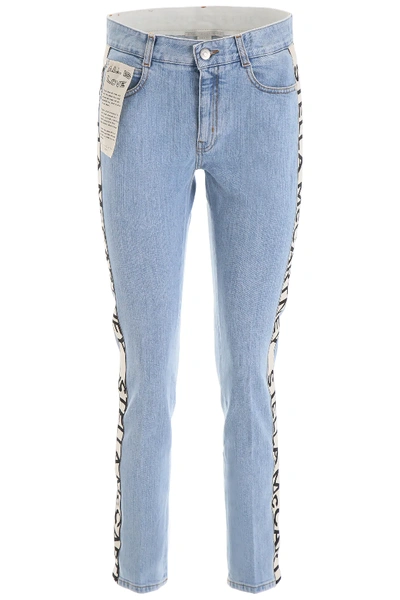 Stella Mccartney Skinny Jeans With Logo Bands In Light Blue