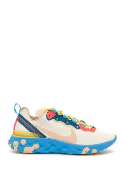 Nike React Element 55 Trainers In Light Blue,beige,red