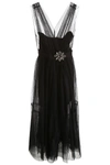 PINKO TULLE AND FAUX LEATHER DRESS,192783DAB000001-Z99