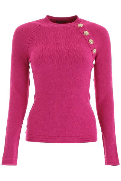 Balmain Buttoned Knit In Fuchsia