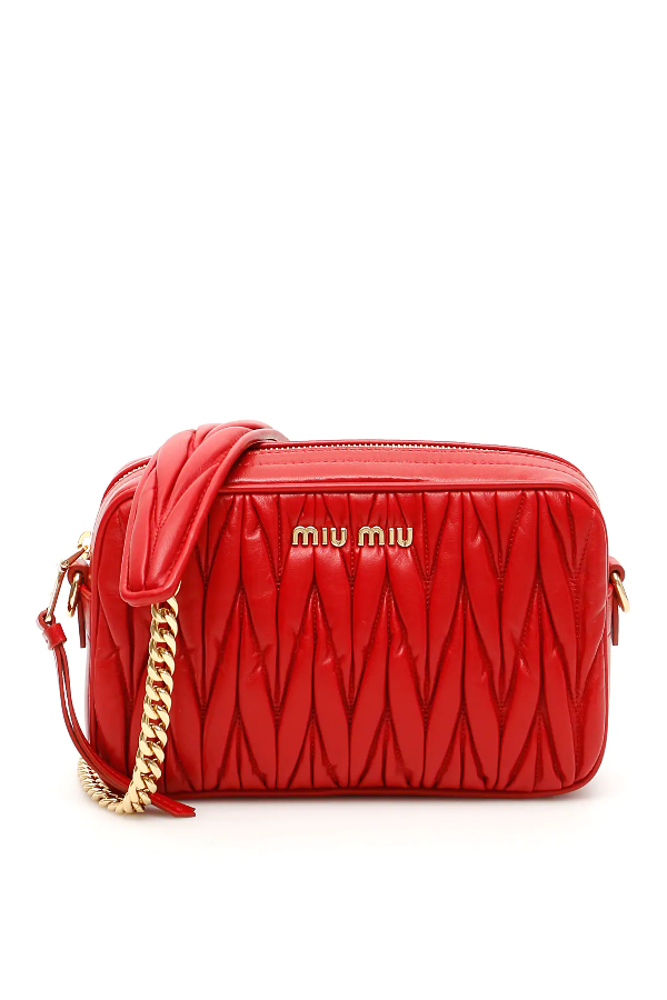 miu sassy matelassé nappa leather handbag