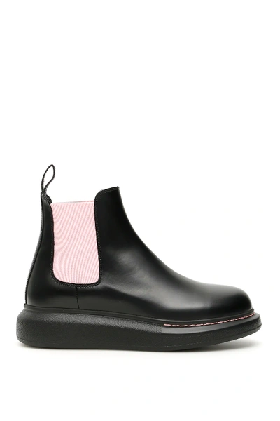 Alexander Mcqueen Chelsea Hybrid Boots In Black,pink