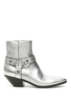Saint Laurent West Silver Leather Ankle Boots In Silver