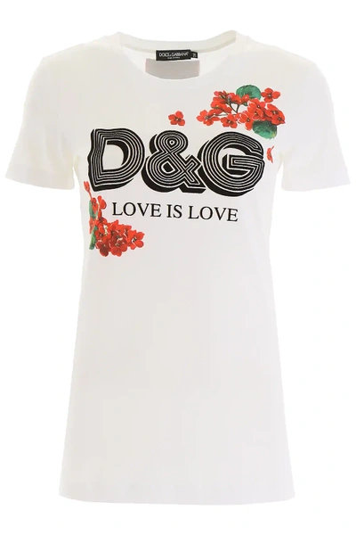 Dolce & Gabbana ラブプリントTシャツ Dolce & Gabbana Love Is Love T-shirt In White,black,red
