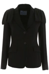 Prada Flap Detail Blazer Jacket In Black