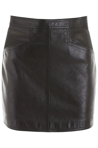 Saint Laurent Leather Mini Skirt In Black