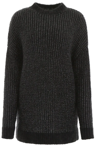 Saint Laurent Lurex Knit In Black,metallic,silver